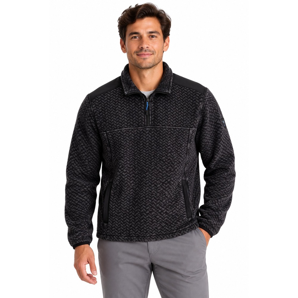 Chubbies Back to Basic Quilted 1/4 Zip Sweatshirt Jacket Top Black NEW $80 L